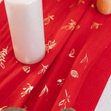 Corredor de Mesa Musselina Vermelho e Dourado