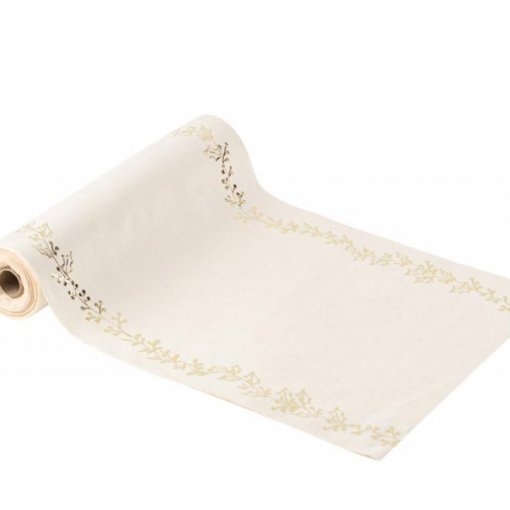 Cream and Gold Velvet Table Runner
