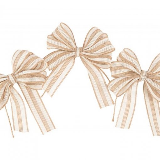Beige and Cream Striped Jute Bows