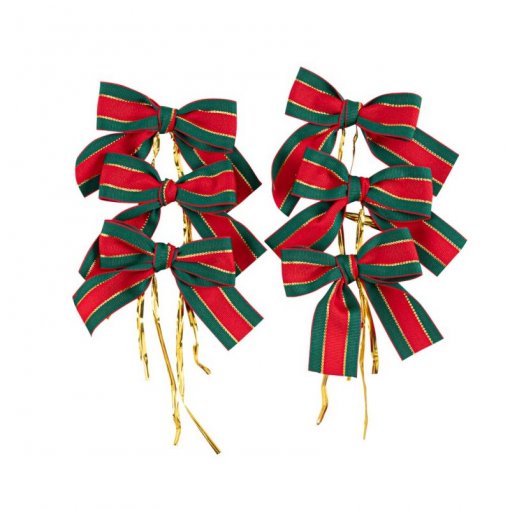 Laços de Tecido Vermelho, Verde e Dourado