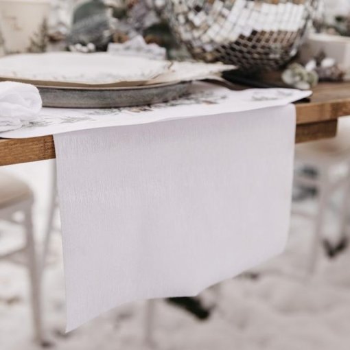 Corredor de mesa Branco Brilhante e Prateado