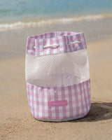 Mochila de Praia com Rede Xadrez Rosa
