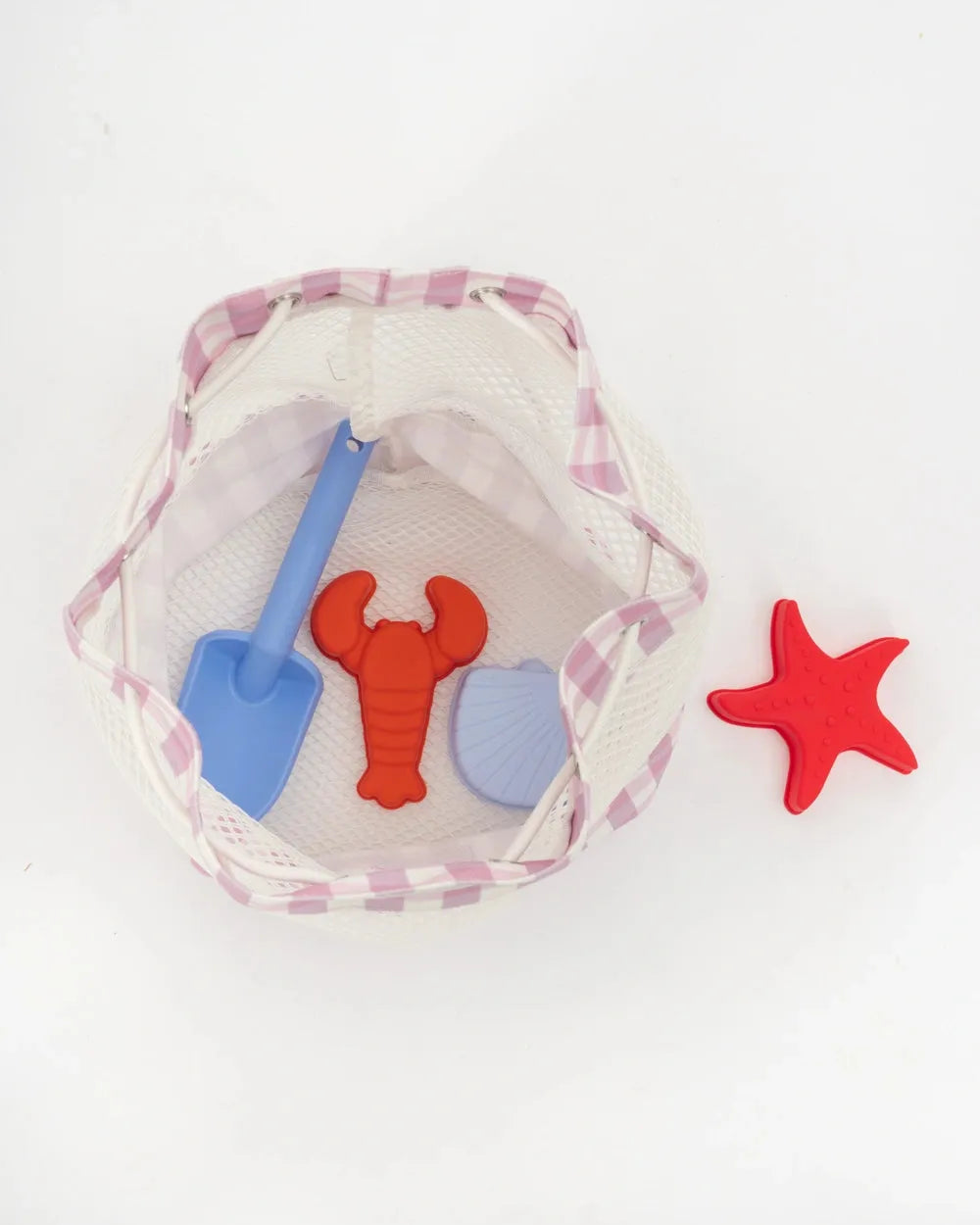 Mochila de Praia com Rede Xadrez Rosa