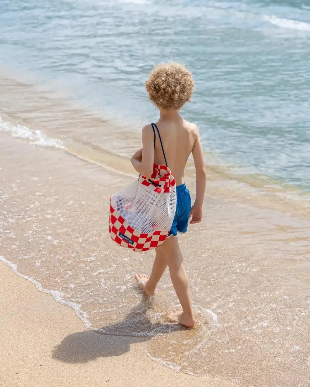 Mochila de Praia com Rede Xadrez Vermelha