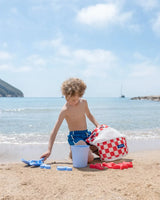 Mochila de Praia com Rede Xadrez Vermelha