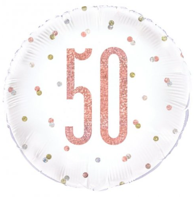 Balão foil 18'' Birthday Rose Gold Glitz 50º Aniversário