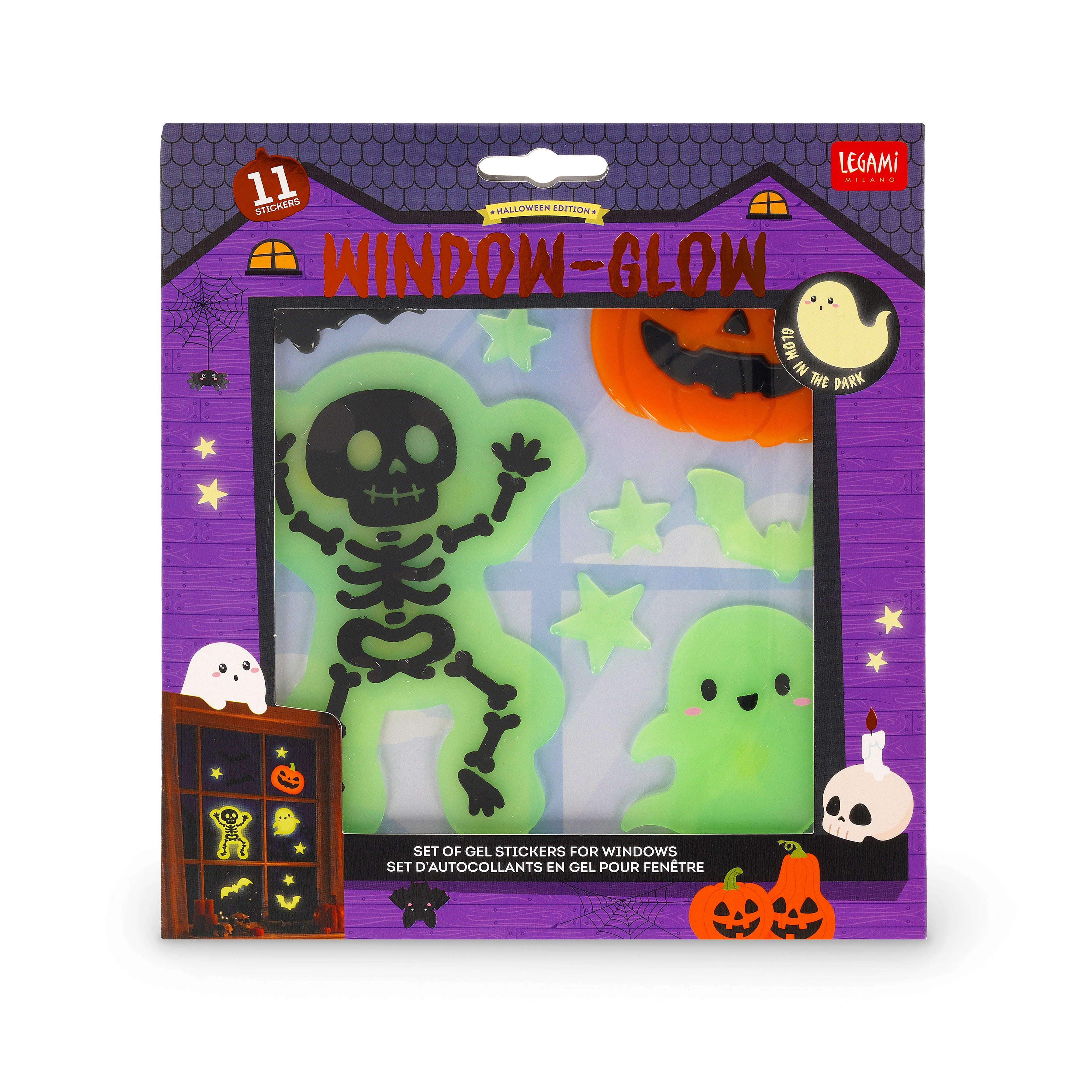 Conjunto de Adesivos de Gel para Janela – Skeleton