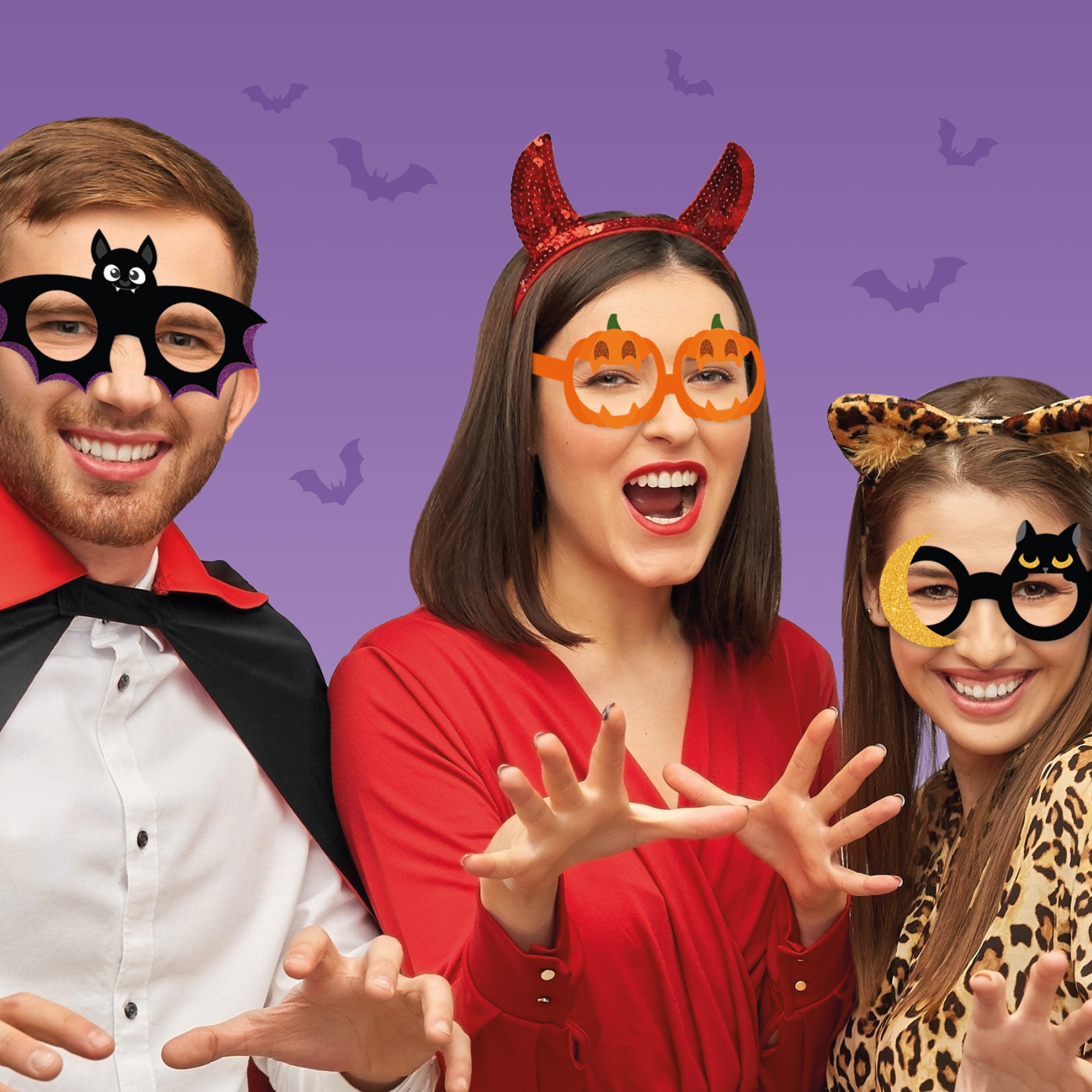 Photobooth Set of 8 Halloween Paper Glasses