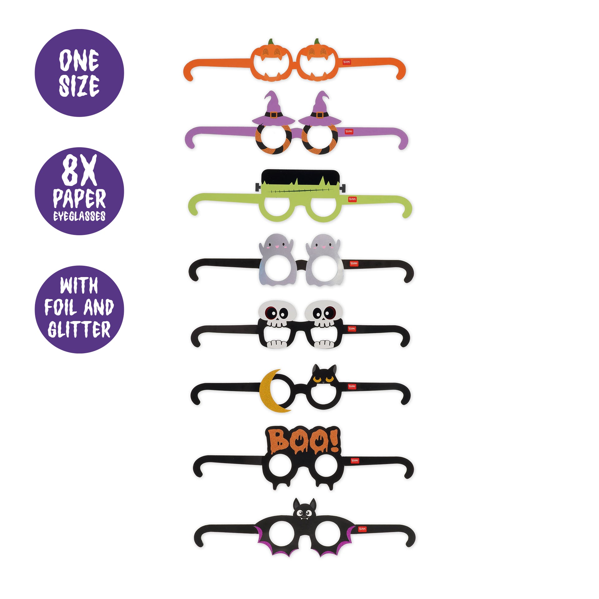 Photobooth Set of 8 Halloween Paper Glasses