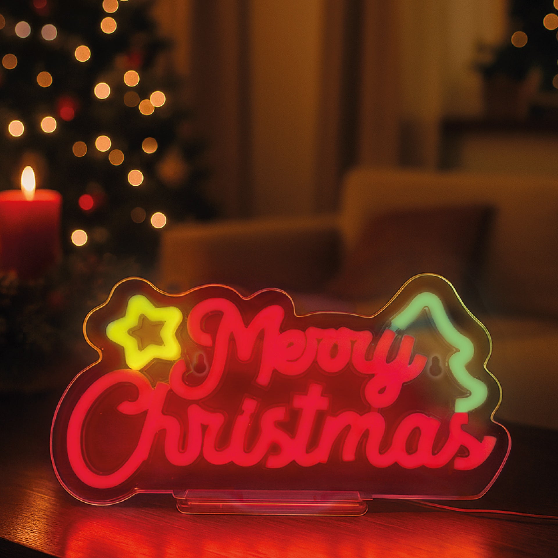 Lâmpada LED com efeito neon - Merry Christmas