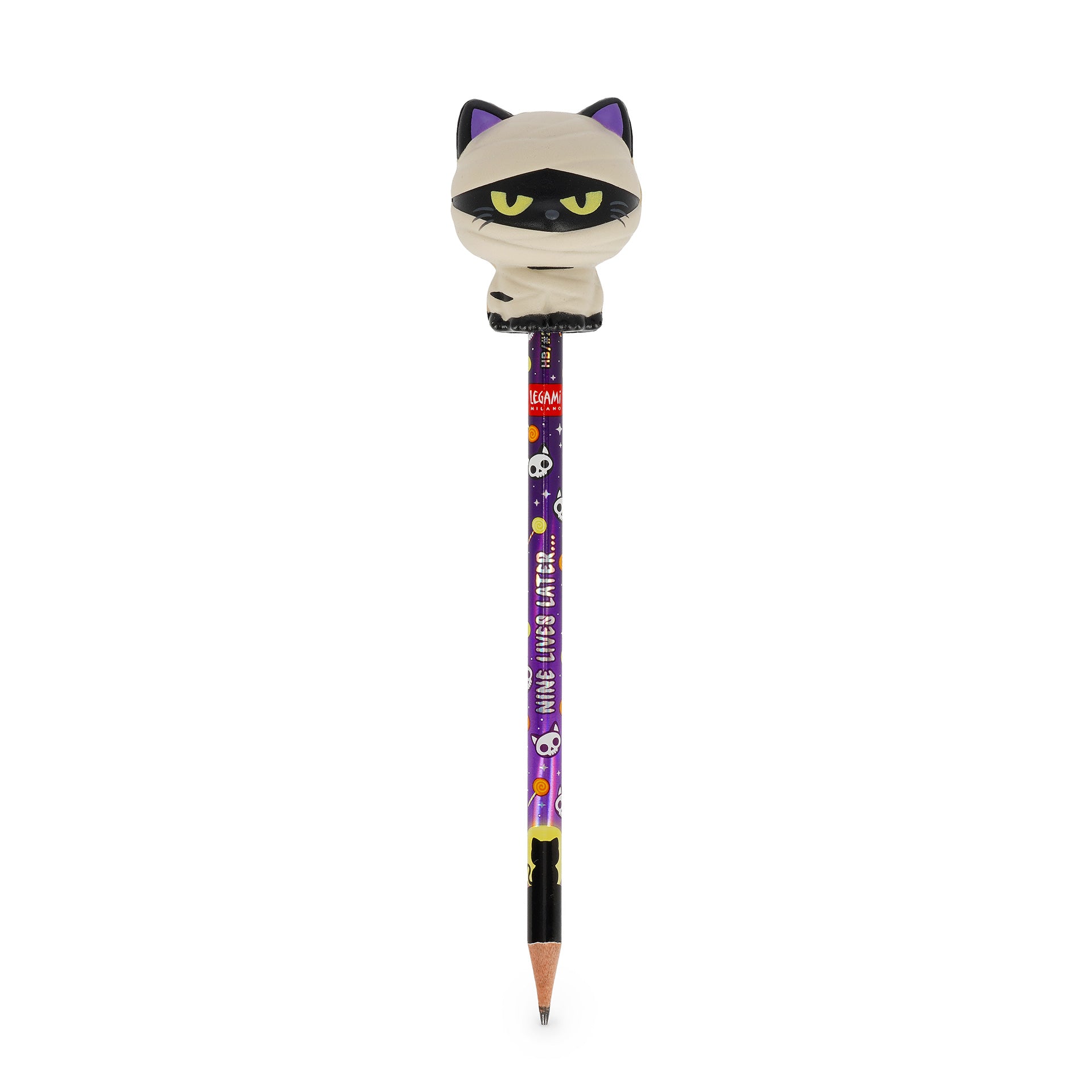 Lápis com Gato Múmia Squishy Halloween