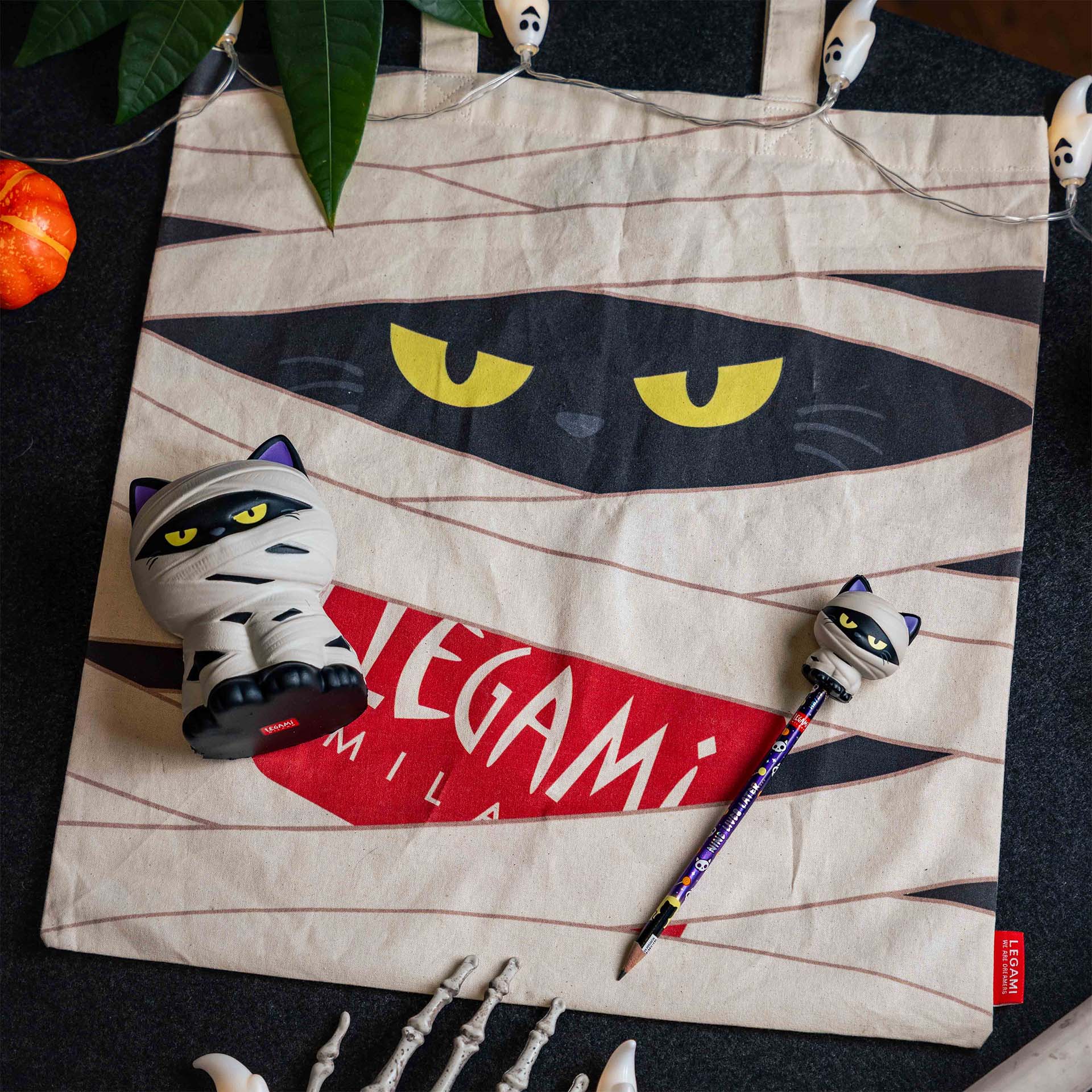 Lápis com Gato Múmia Squishy Halloween