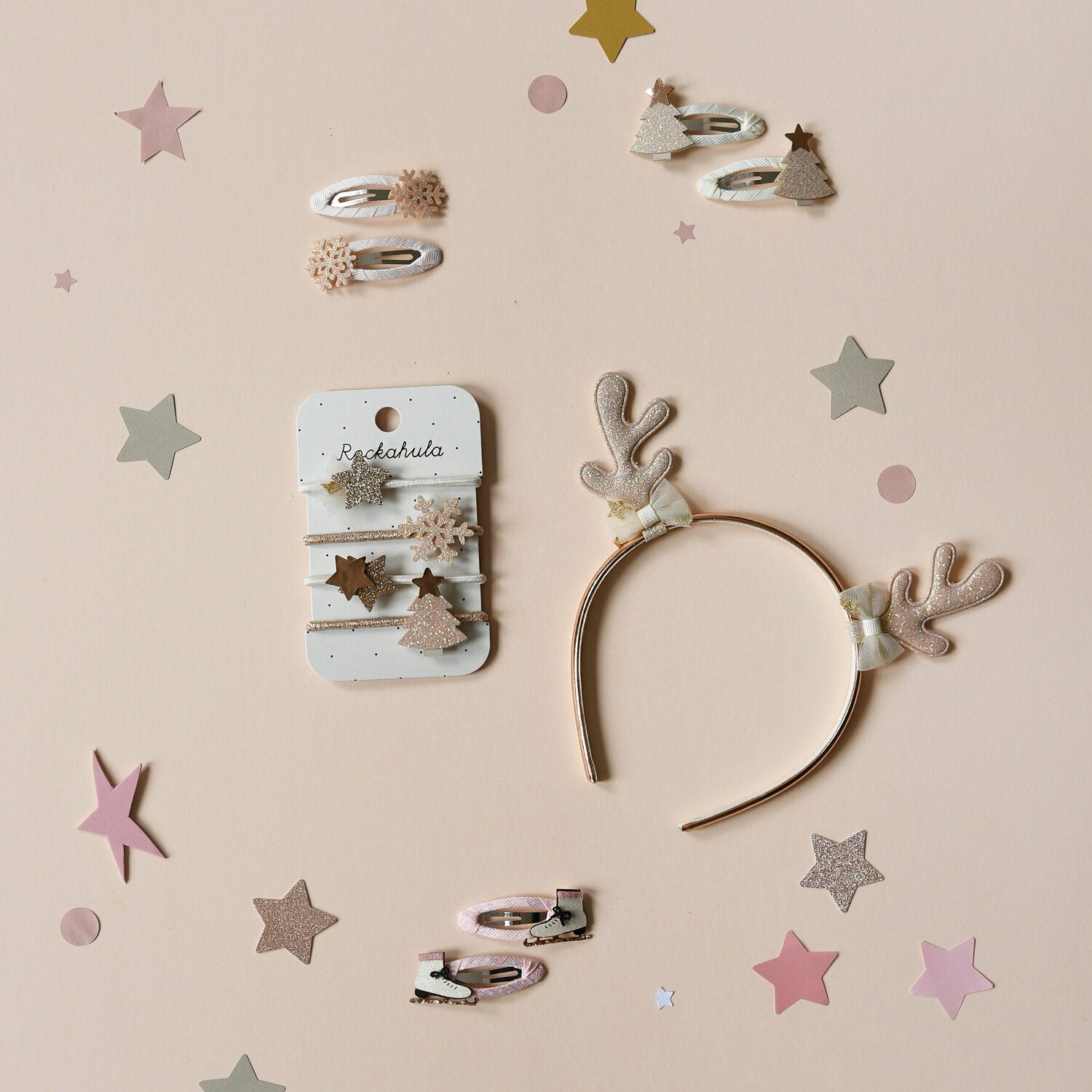 Gold Christmas Tree Hair Clips