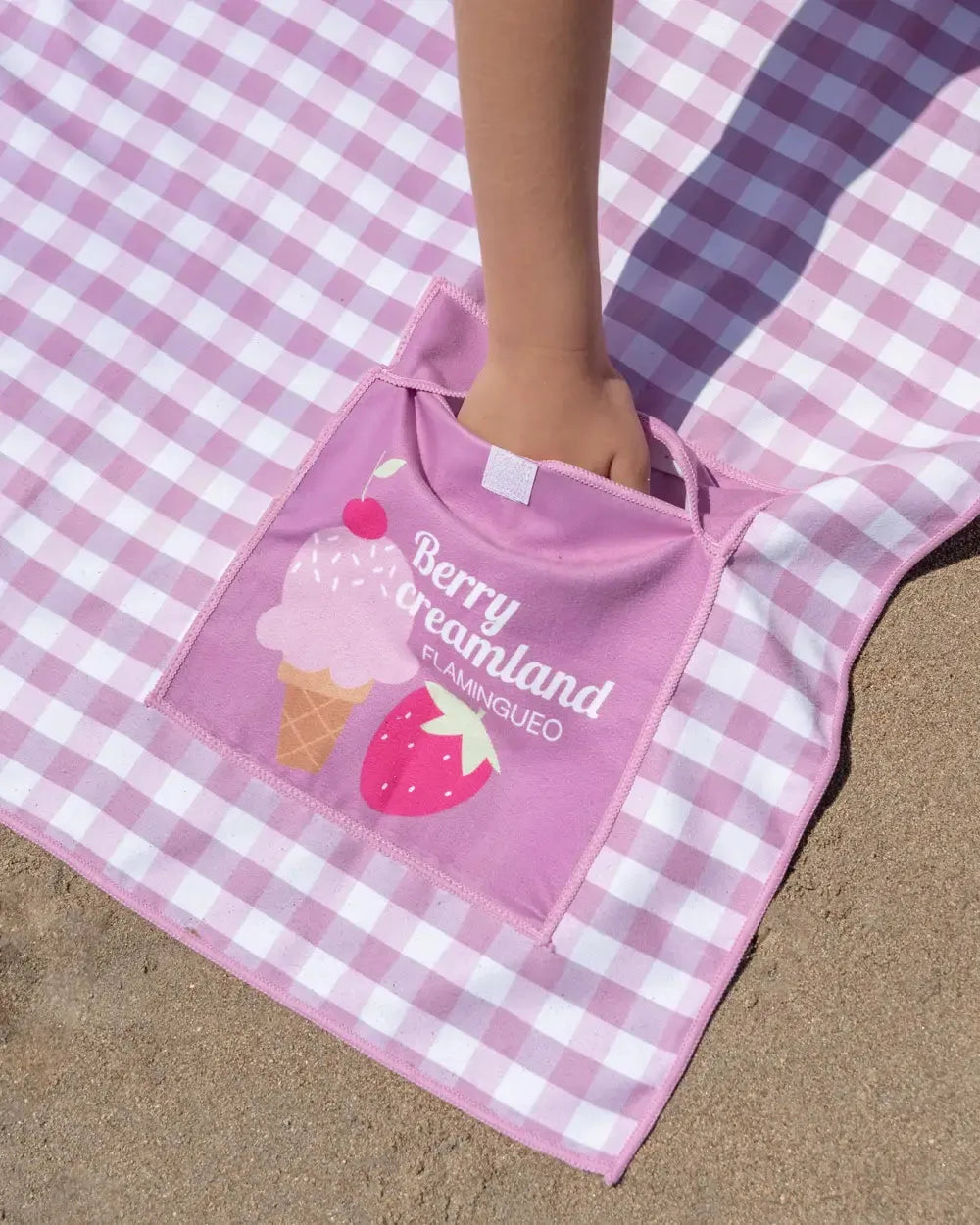 Toalha Infantil Xadrez Rosa