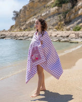 Toalha Infantil Xadrez Rosa