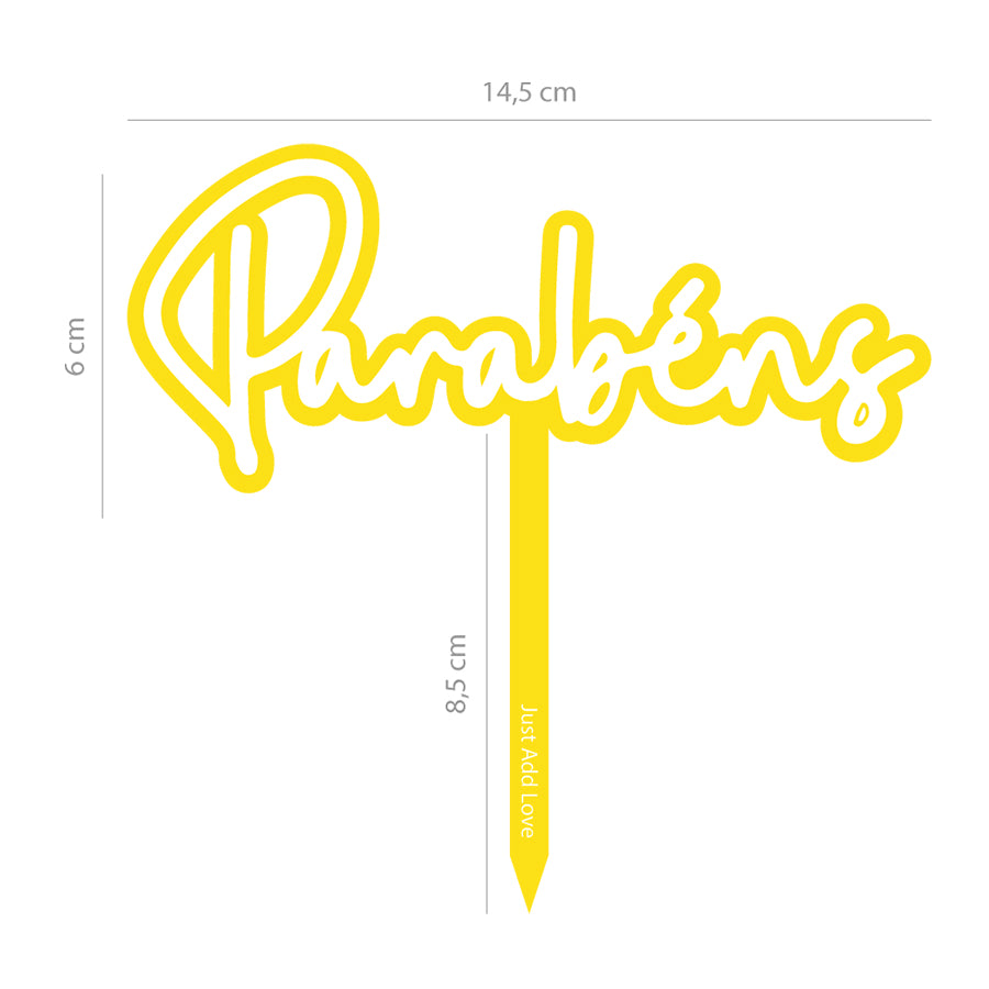 Topper Parabéns Amarelo & Branco