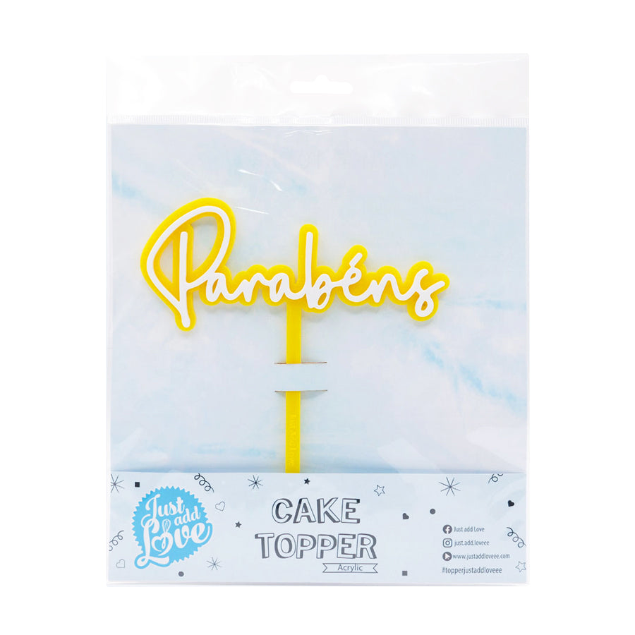 Topper Parabéns Amarelo & Branco