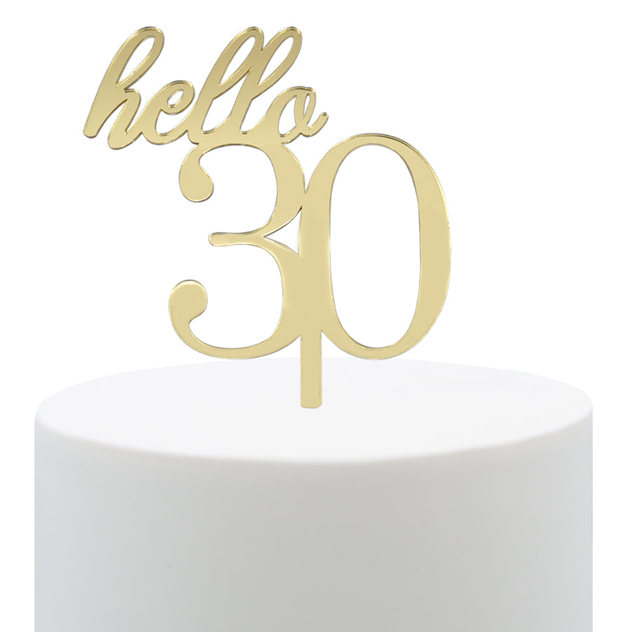 Topper Ouro "Hello 30"