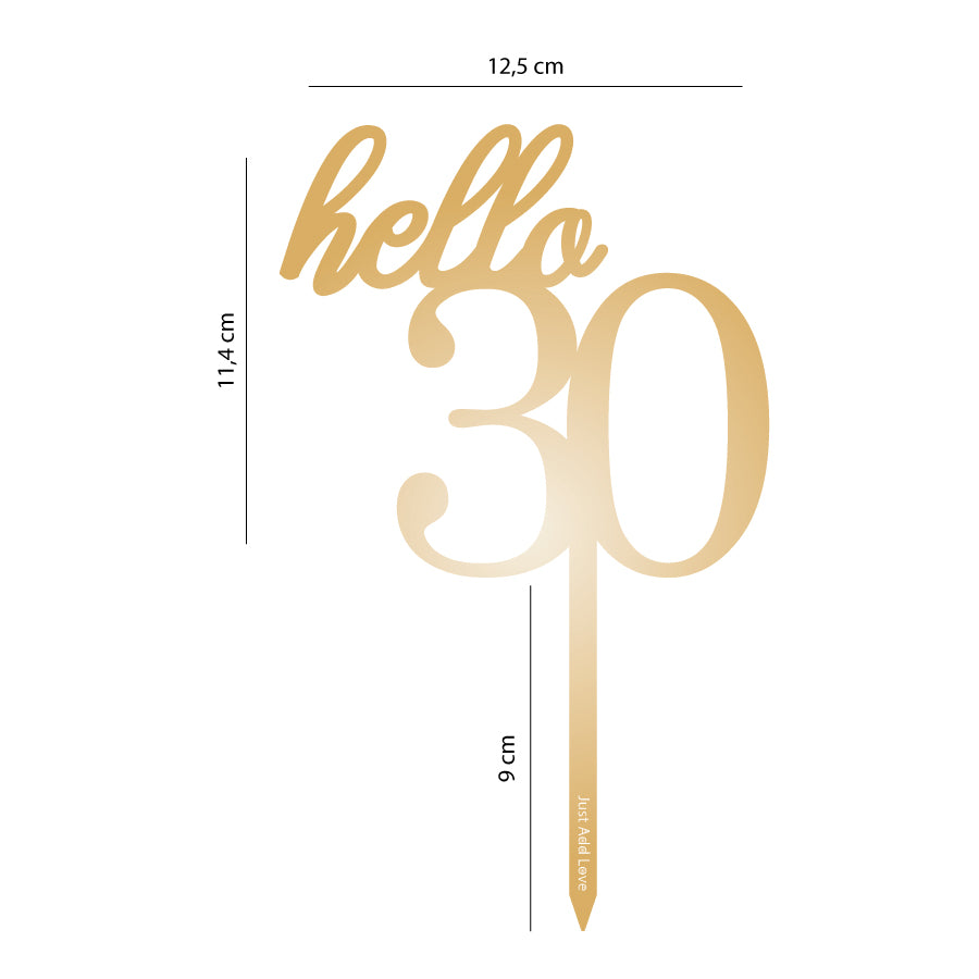 Topper Ouro "Hello 30"