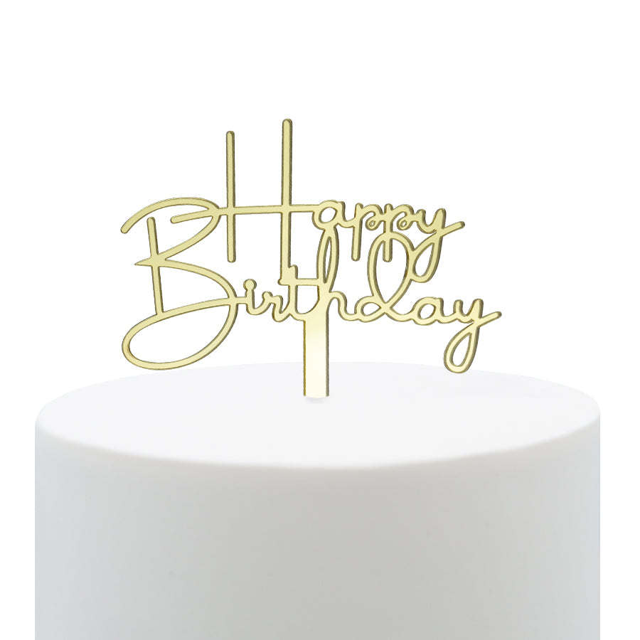 Gold "Happy Birthday" Topper - Small