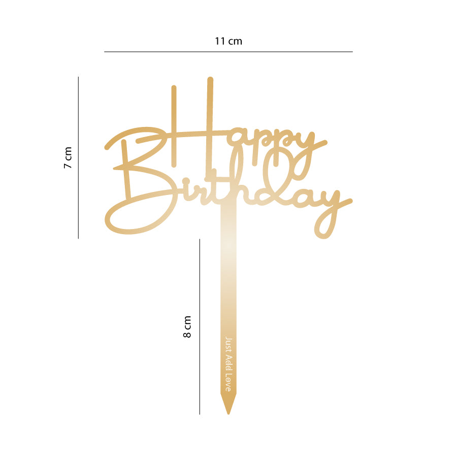 Gold "Happy Birthday" Topper - Small