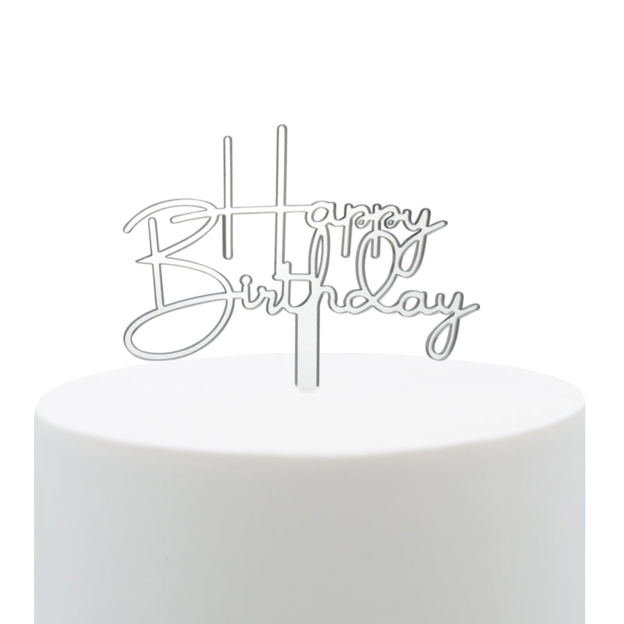 "Happy Birthday" Silver Topper - Small
