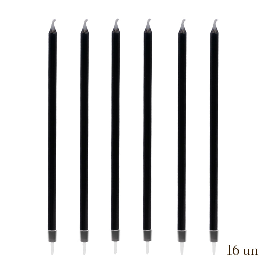 Velas Altas Metalizadas Preto