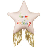 Colorful Happy Birthday Star Foil Balloon with Ribbons
