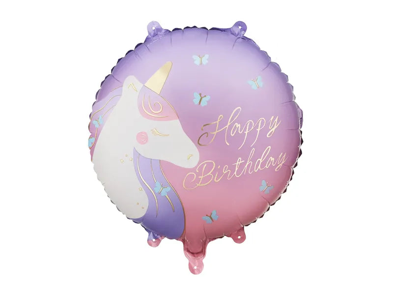 Balão Foil Happy Birthday Unicórnio