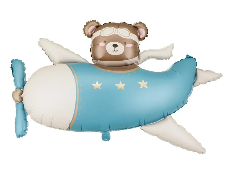 Balão Foil Urso no Avião Azul