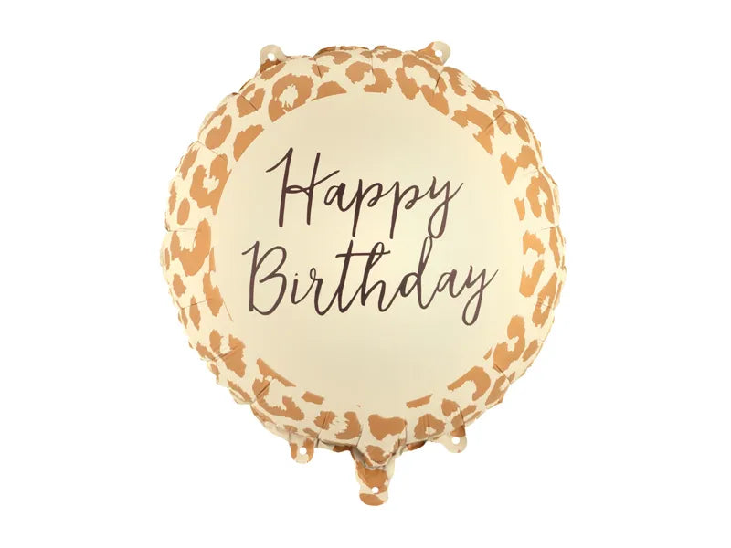 Balão Foil “Happy Birthday” com Animal Print Leopardo