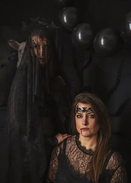 Cristais Pretos Decoração Rosto - Morcego