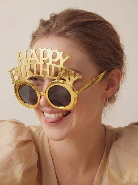 Óculos Happy Birthday Dourados