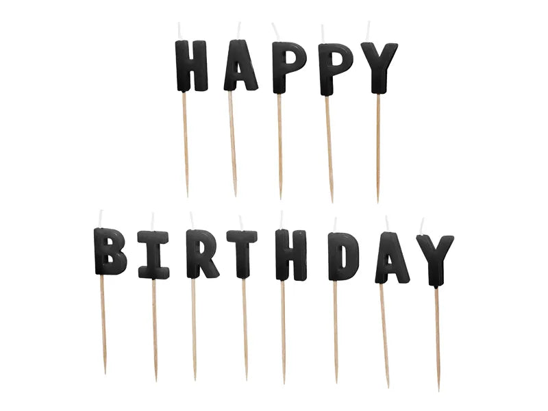 Velas Happy Birthday Pretas