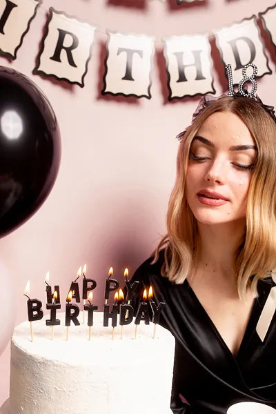 Velas Happy Birthday Pretas