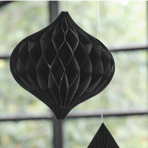 Decorações Pendentes Papel Honeycomb Preto