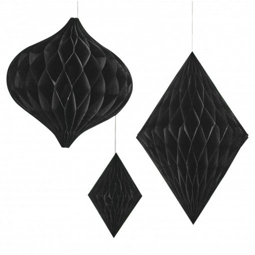 Decorações Pendentes Papel Honeycomb Preto