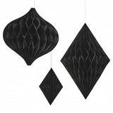 Decorações Pendentes Papel Honeycomb Preto