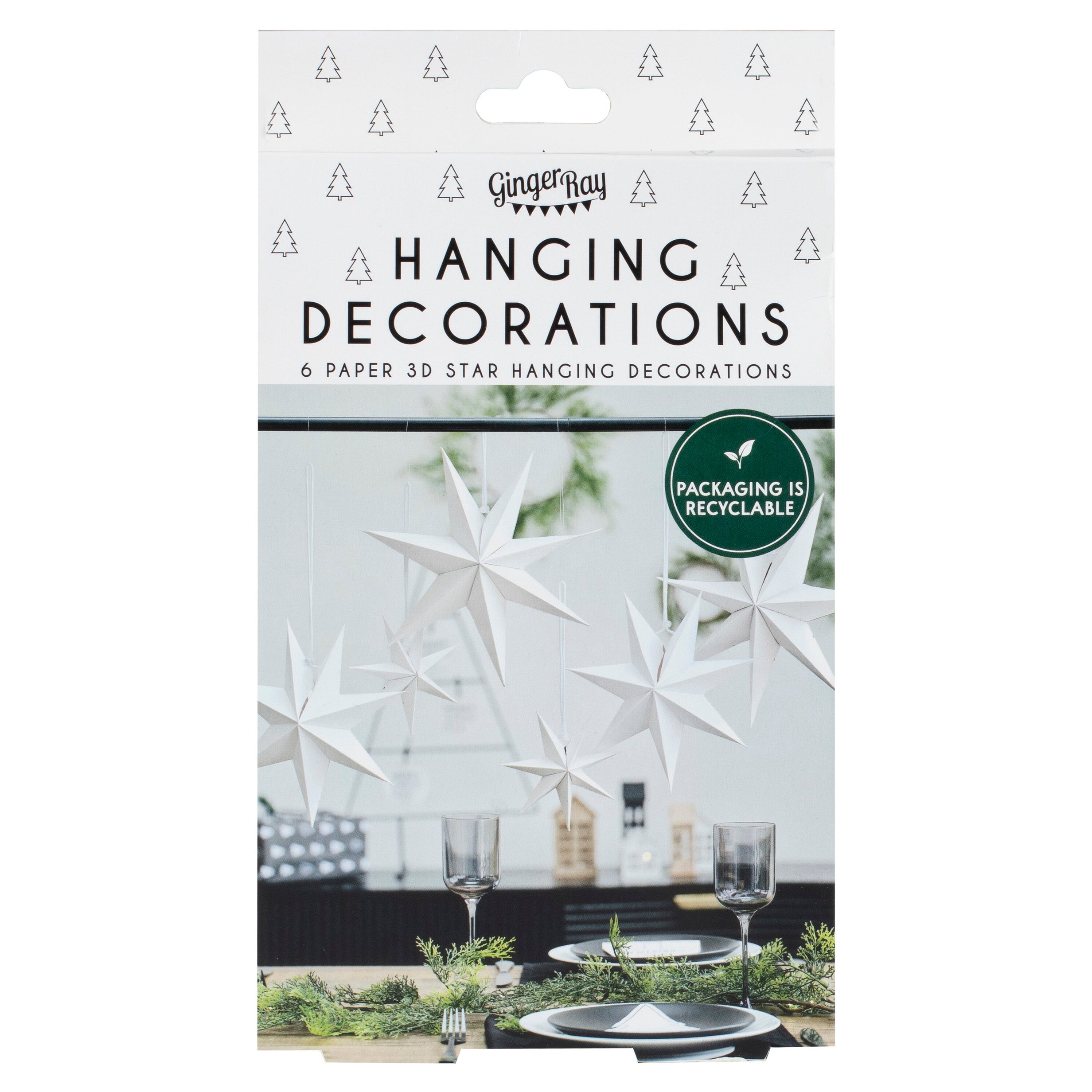 Estrelas de Papel Branco Suspensas