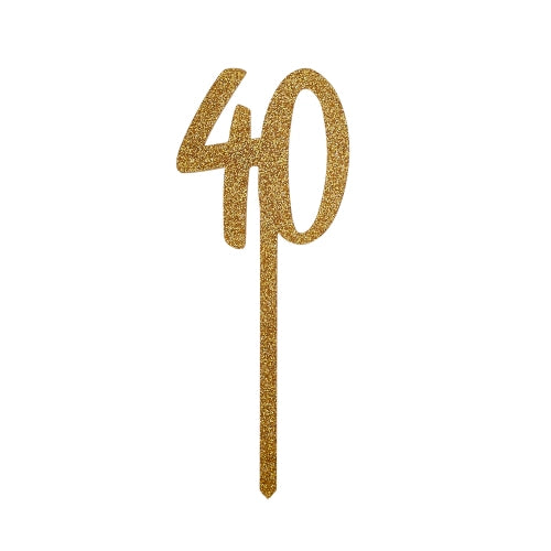 Topo de Bolo 40 Dourado Glitter