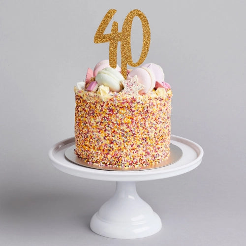 Topo de Bolo 40 Dourado Glitter