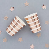 Copos Riscas Rose Gold Foil