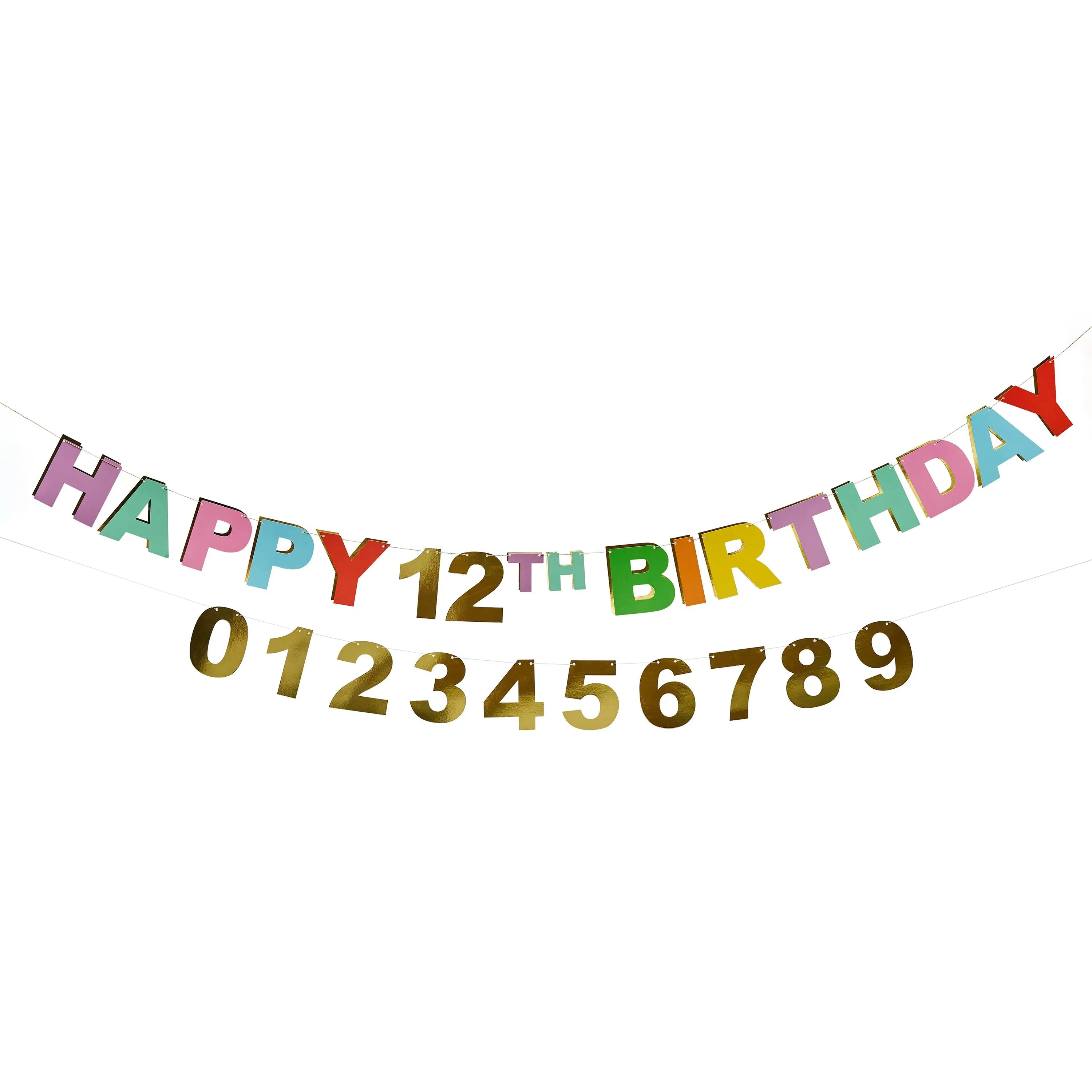Grinalda 'Happy Brithday' personalizável Colorida