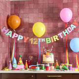 Grinalda 'Happy Brithday' personalizável Colorida
