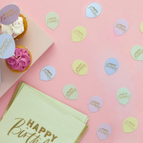 Confettis Happy Birthday Pastel