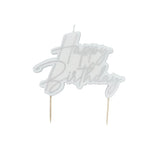 Vela Happy Birthday Prateada