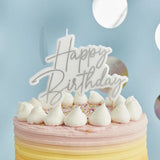 Vela Happy Birthday Prateada