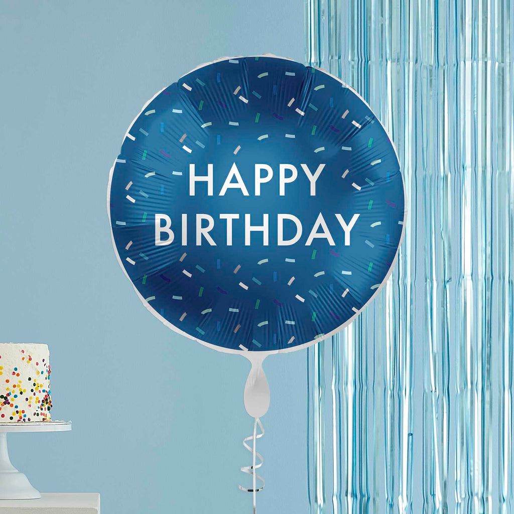 Balão Happy Birthday Navy Confetti