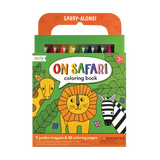 Kit Portátil com Lápis de Cera e Livro Colorir - Safari