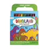 Kit Portátil com Lápis de Cera e Livro Colorir - Dinos